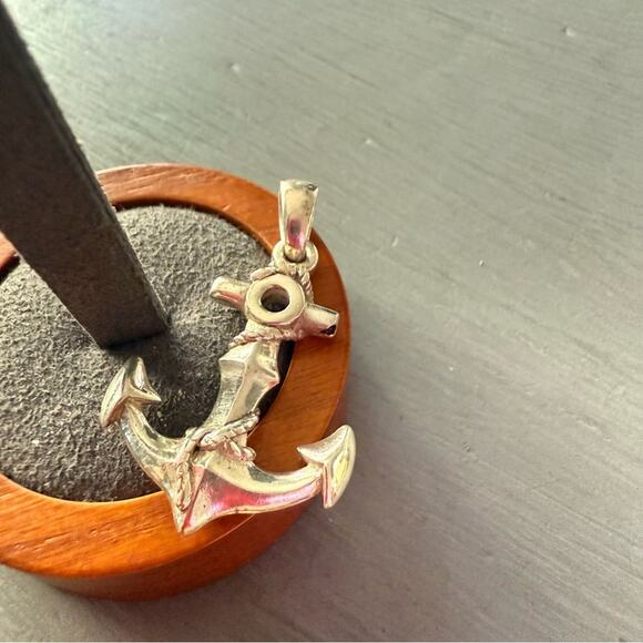 925 Sterling Silver Anchor Pendant for Necklace - Picture 7 of 9